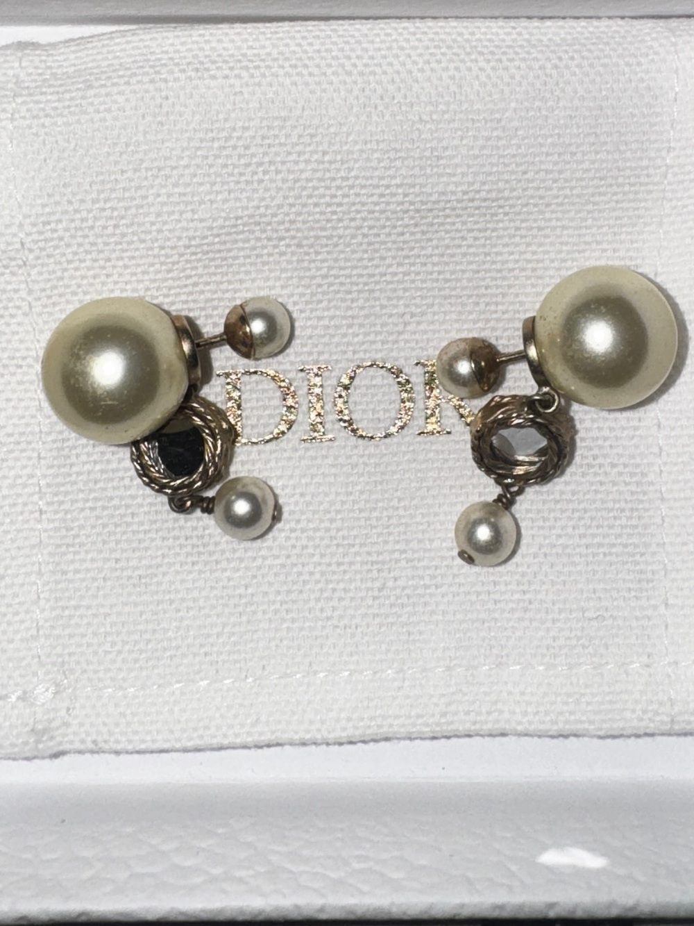 Dior Gold-Tone and Ivory Faux Pearl Double-Sided Drop Earrings